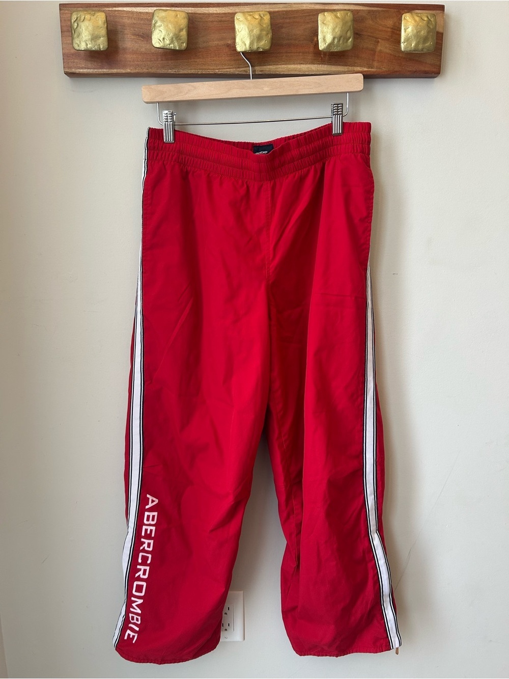 Vintage Y2K Abercrombie & Fitch Red Athletic Pants with Zipper ankles Blokecore